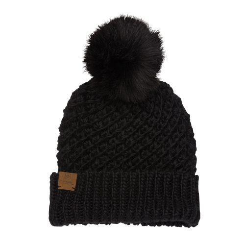 coal maizy knit fur pom womens beanie black